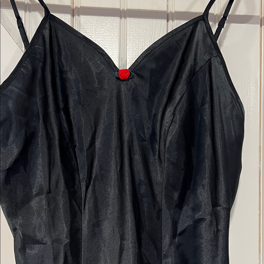 Black Chemise with Red rose Accent